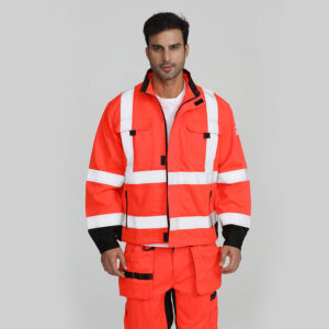 Long-Sleeved High-Visibility Construction Fireproof Work Jacket