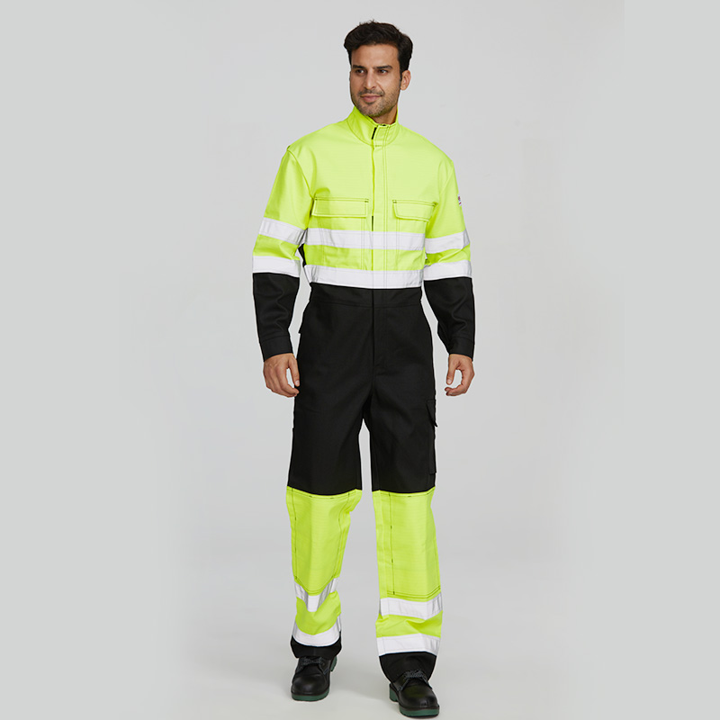 Fluorescent flame retardant coveralls